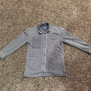 Men's dark green neutral Button-Front sweater with trench coat style